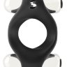 Чёрное эрекционное кольцо Double Vibrating Endless Cockring с вибрацией