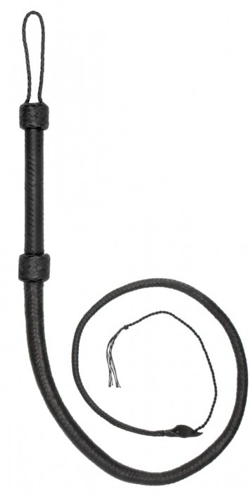 Черный витой кнут Twisted Whip Real Leather Bullwhip - 147 см.