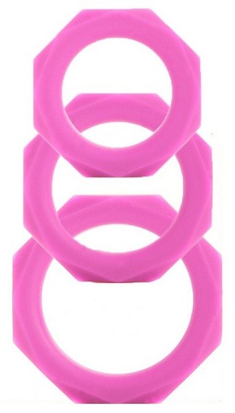 Набор розовых эрекционных колец Octagon Rings 3 sizes