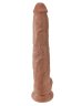 Кофейный фаллоимитатор-гигант 14  Cock with Balls - 37,5 см.