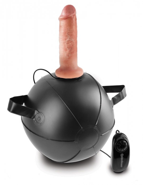 Мини-мяч с фаллической насадкой телесного цвета и вибрацией Vibrating Mini Sex Ball with 6  Dildo