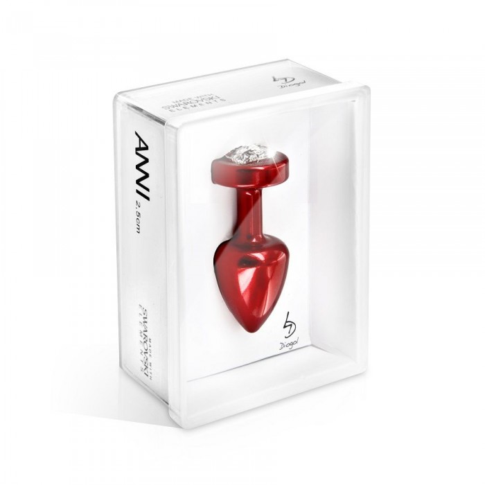 Красная анальная пробка с кристаллом-сердцем Anni R Heart Red T1 - 6 см.