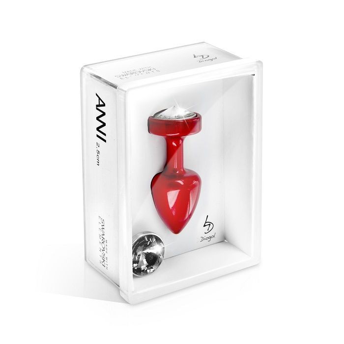 Красная анальная пробка с 2 сменными кристаллами Anni Magnet T3 Red Cristal/black - 9 см.