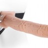 Телесный полый страпон на ремне 11  Vibrating Hollow Strap-On - 30 см.