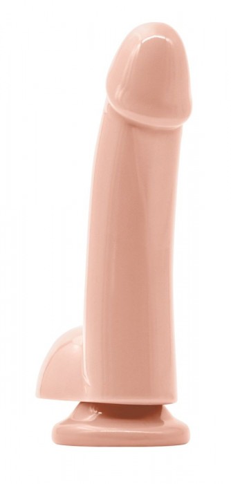 Телесный гладкий фаллоимитатор на присоске с мошонкой Smooth 4 Inch Dildo - 14,6 см.