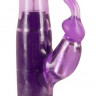 Фиолетовый вибратор с ротацией и клиторальной стимуляцией Purple Surprise - 24,5 см.