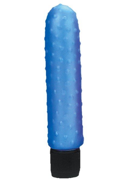 Голубой мини-вибратор с пупырышками - 12,7 см.