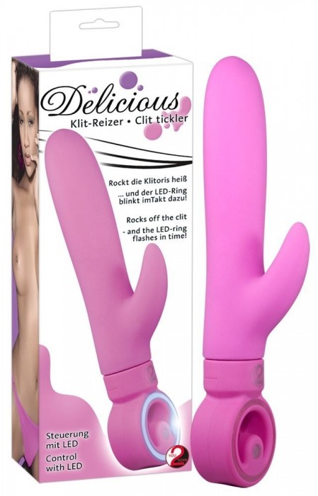 Фиолетовый вибратор Delicious Klit Tickl - 22 см.
