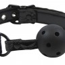 Чёрный кляп-шар на виниловых ремешках Sinful Ball Gag