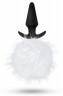 Силиконовая анальная пробка с белым заячьим хвостом Fur Pom Pom - 12,7 см.