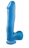 Голубой фаллоимитатор на присоске 10  Dong with Suction Cup - 26 см.