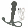 Серый анальный вибромассажер EMBRACE BEADED PROBE GREY