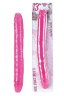Двусторонний розовый фаллоимитатор с рельефом - 33 см.