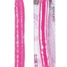 Двусторонний розовый фаллоимитатор с рельефом - 33 см.
