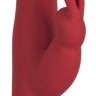 Красный вибромассажер с клиторальным отростком Rabbit Vibrator - 26,5 см.