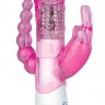 Розовый вибратор хай-тек для тройной стимуляции - 26 см.