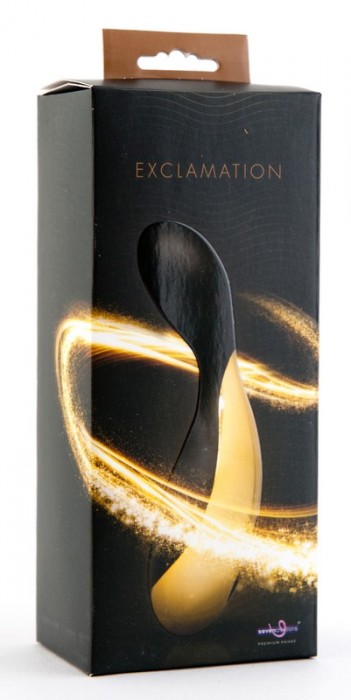 Черно-золотистый перезаряжаемый вибратор Exclamation - 12 см.