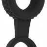 Черное кольцо для пениса и мошонки N 47 Cockring with Ball Strap