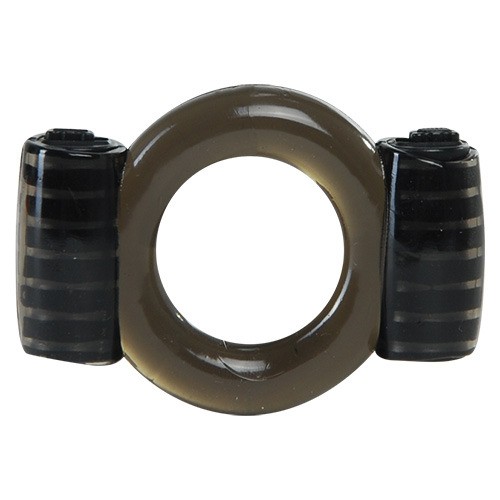 Дымчатое эрекционное виброкольцо VIBRATING COCK RING STOP  N GO