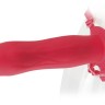 Красный страпон с вибрацией Hollow Strap-On - 23 см.