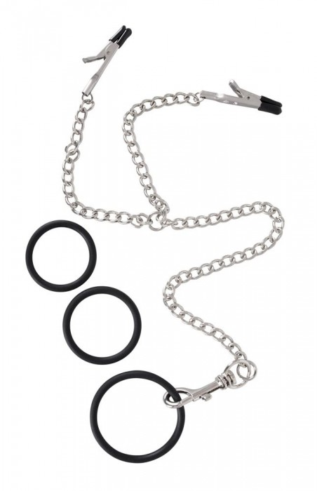 Зажимы для сосков, соединённые с эрекционным кольцом Y-Kette mit Klemmen   Penisringen