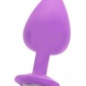 Фиолетовая анальная пробка OUCH! Extra Large Diamond Butt Plug с кристаллом - 9,3 см.