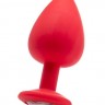 Красная анальная пробка OUCH! Extra Large Diamond Butt Plug с кристаллом - 9,3 см.