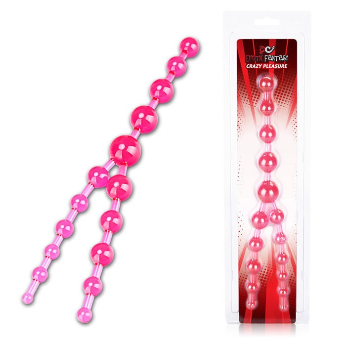 Розовые анальные бусы Crazy Pleasure - 32 см.