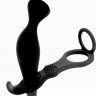Черное эрекционное кольцо с анальным вибростимулятором Cockring and Anal Pleasure