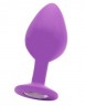 Большая фиолетовая анальная пробка OUCH! Large Diamond Butt Plug с кристаллом - 8 см.