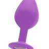 Большая фиолетовая анальная пробка OUCH! Large Diamond Butt Plug с кристаллом - 8 см.
