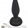 Чёрная вибропробка Vibro-Butt Plug with a Suction Cup - 13,6 см.