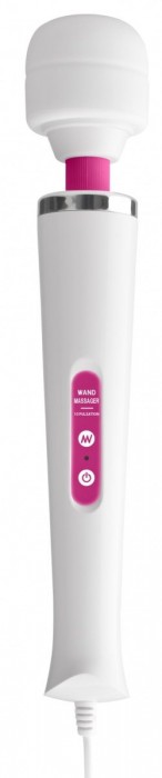 Бело-розовый вибромассажер Wonder Wand - 32 см.