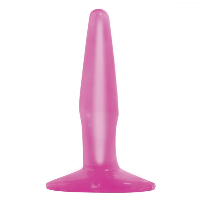 Маленькая розовая анальная пробка Basix Rubber Works Mini Butt Plug - 10,8 см.