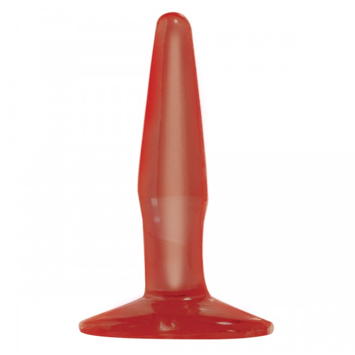 Маленькая красная анальная пробка Basix Rubber Works Mini Butt Plug - 10,8 см.