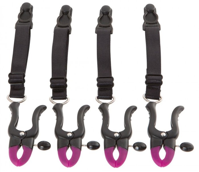 Пажи для чулок с зажимами для половых губ Bad Kitty Suspender Straps with Clamps