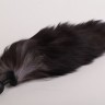 Силиконовая анальная пробка с длинным черным хвостом  Серебристая лиса