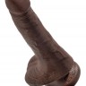 Коричневый фаллоимитатор с мошонкой и присоской 6  Cock with Balls - 17,8 см.