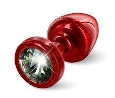 Красная анальная пробка с чёрным кристаллом ANNI round Red T1 Black Diamond - 6 см.
