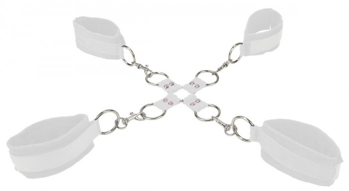 Белый комплект оков Velcro hand and leg cuffs