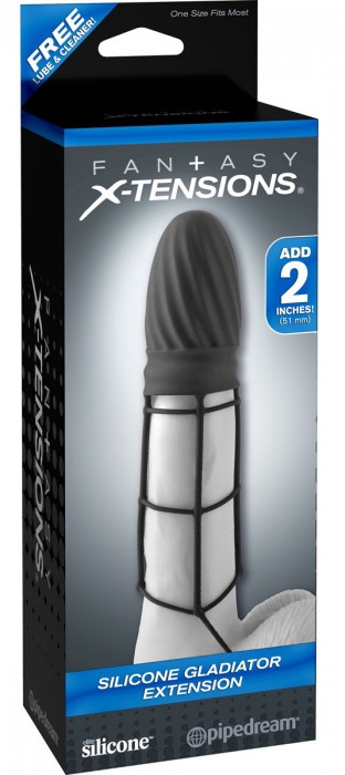 Чёрная насадка Silicone Gladiator Extension - 14 см.