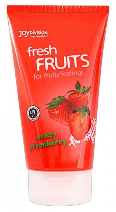 Гель-лубрикант на водной основе с ароматом клубники FreshFRUITS Сrazy Strawberry  - 150 мл.