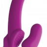 Ярко-розовый безремневой вибрострапон Evoke Vibrating Strapless Silicone Strap-on Dildo