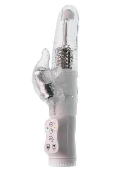 Вибромассажер с клиторальным стимулятором SEVEN SEAS VIBE CLEAR - 21,5 см.