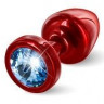 Красная пробка с голубым кристаллом ANNI round Red T1 Blue - 6 см.