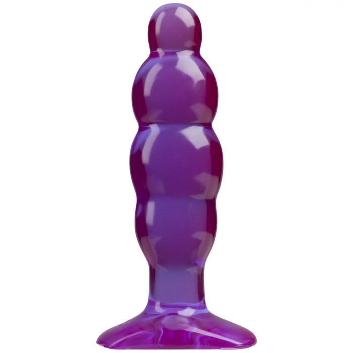 Фиолетовая рельефная анальная пробка - 14 см.
