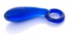 Синий анальный стимулятор из стекла с ручкой-кольцом - 11,6 см.