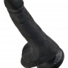 Черный фаллоимитатор с мошонкой и присоской 6  Cock with Balls - 17,8 см.