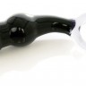Чёрный анальный стимулятор из стекла с ручкой-кольцом - 11,5 см.