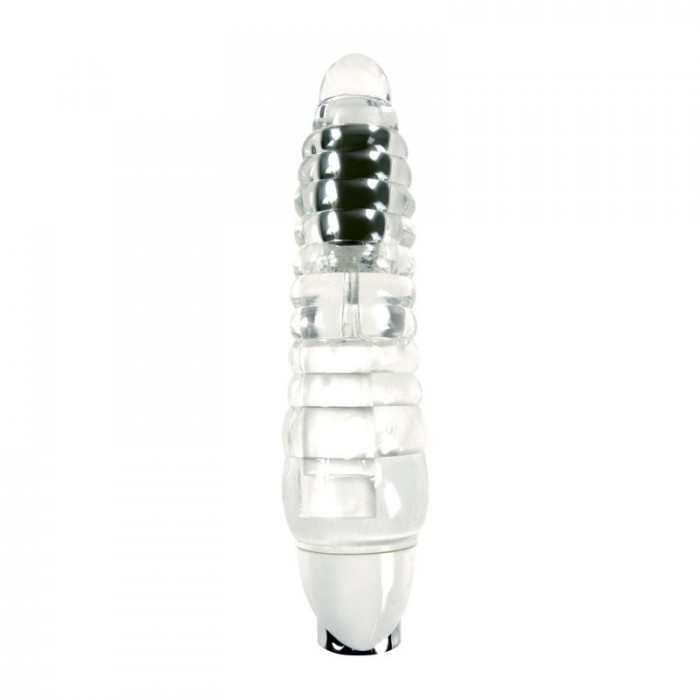 Прозрачный вибромассажёр Aurora Light Up - 18,4 см.